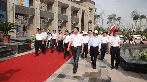7月4日，吴忠市委*白雪山一行视察“黄河外滩”项目。